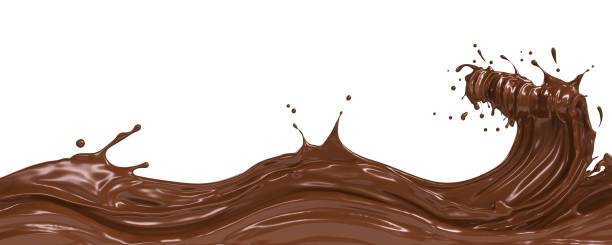 wave of dark Chocolate or Cocoa splash. wave of dark Chocolate or Cocoa splash, Abstract background, 3D illustration. chocolate stock pictures, royalty-free photos & images