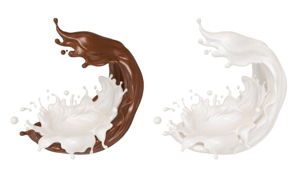 istock splash of dark chocolate and white milk with Clipping path. 1127968590