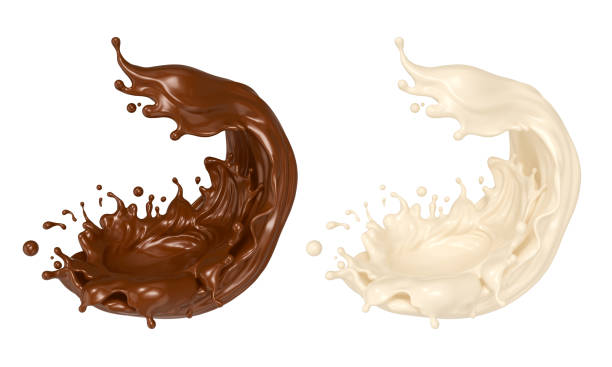 istock splash of chocolate milk with Clipping path. 1127968600