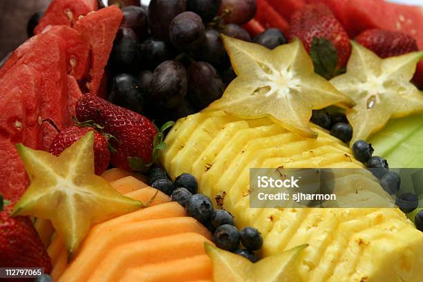 Piatto Di Frutta - Fotografie stock e altre immagini di Melone - Melone, Vassoio, Acqua