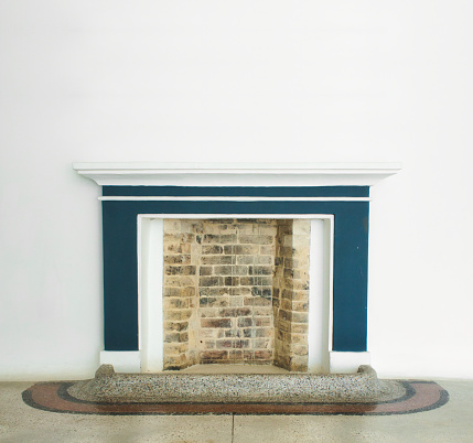Bricked-up fireplace mock-up in a modern home