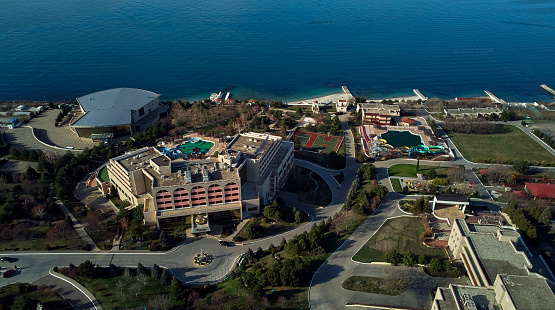 view of the hotel by the sea from the air