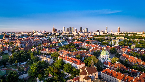 Warsaw City Panorama in summer