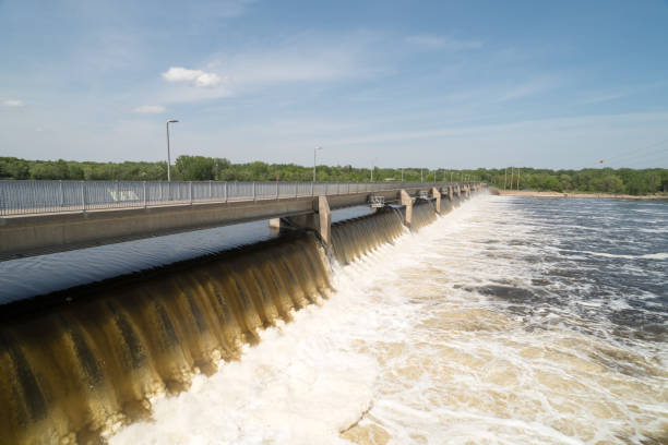 Coon Rapids Dam on the Mississippi River stock photo