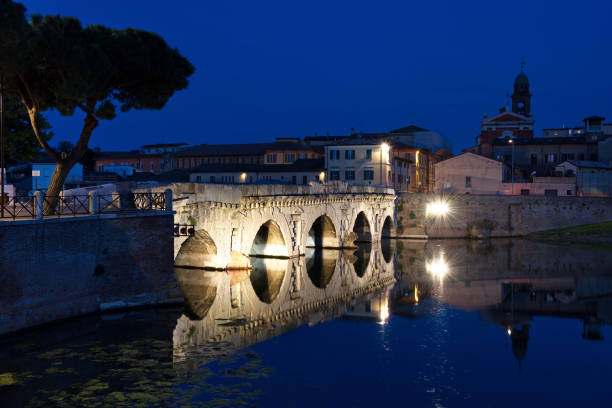 istock Tiberius bridge at night. Rimini, Italy. 1127977010