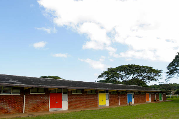istock Brightly Colored Doors of brick building in Hawaii 112798296