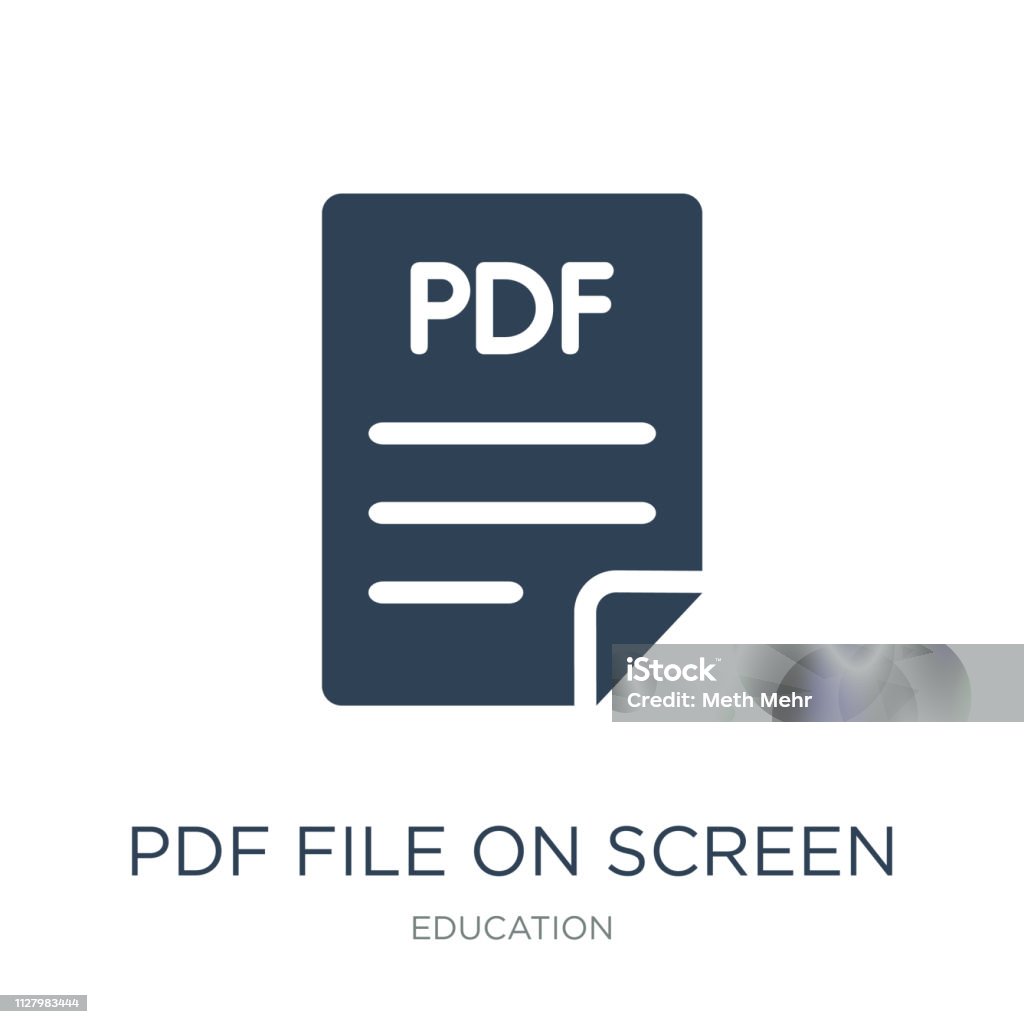 pdf file on screen icon vector on white background, pdf file on pdf file on screen icon vector on white background, pdf file on screen trendy filled icons from Education collection Acrobat stock vector