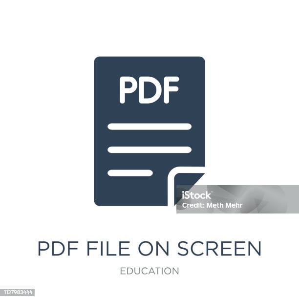 Pdf File On Screen Icon Vector On White Background Pdf File On Stock Illustration - Download Image Now