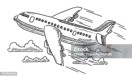 istock Airplane Travel Drawing 1127992022