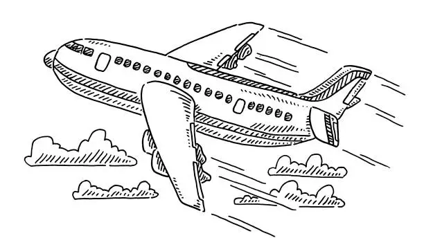 Vector illustration of Airplane Travel Drawing