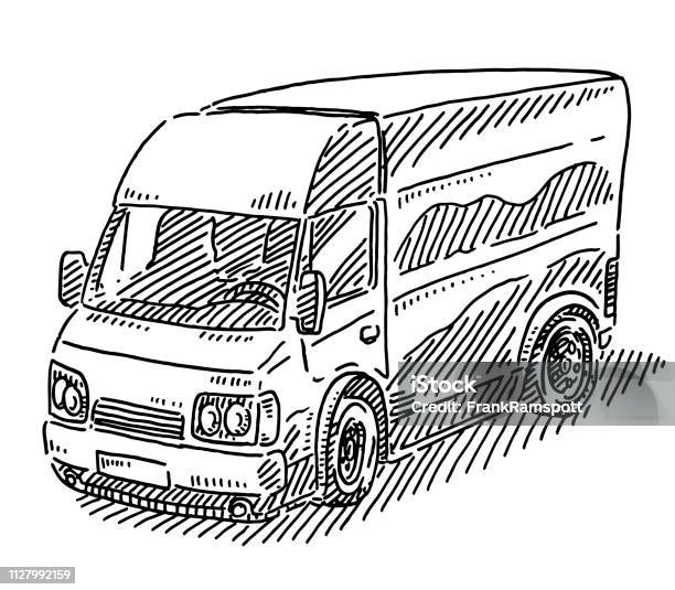 Delivery Van Transportation Drawing Stock Illustration - Download Image Now - Car, Drawing - Art Product, Sketch