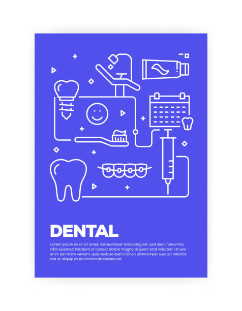 стоматологическая концепция линии стиль обложка дизайн для ежегодного отчета, флайер, брошюра. - book book cover healthcare and medicine medical exam stock illustrations