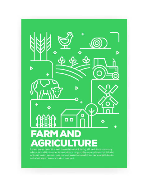ilustrações de stock, clip art, desenhos animados e ícones de farm and agriculture concept line style cover design for annual report, flyer, brochure. - apicultor ilustrações