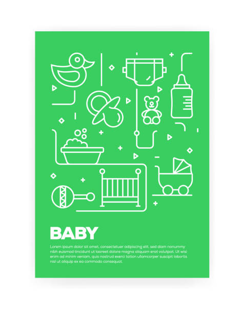 ilustrações de stock, clip art, desenhos animados e ícones de baby concept line style cover design for annual report, flyer, brochure. - nature backgrounds video