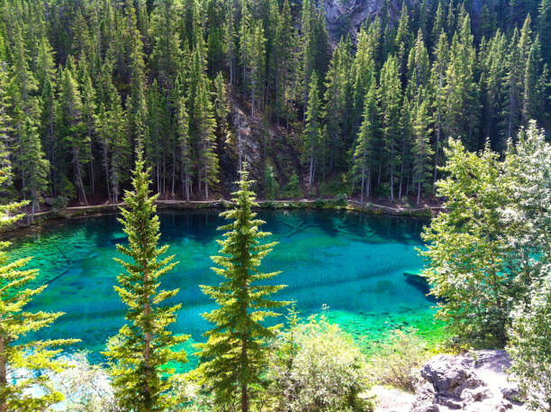 istock Looking down on the blue green of Grassi Lakes Canada 1127995903