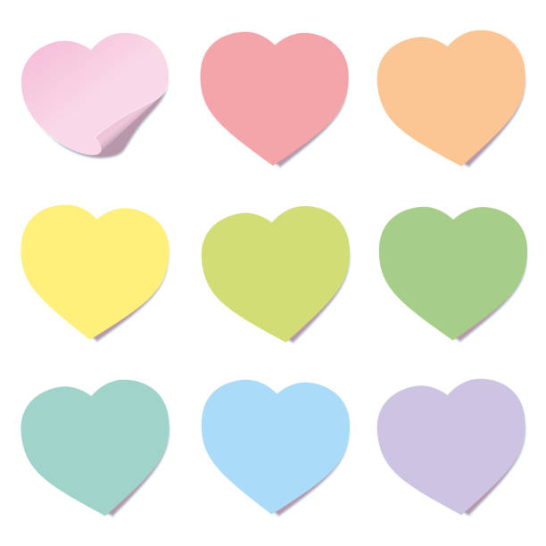 Heart Post Collection Sticky Notes Heart Shaped Different Colors Isolated  Vector Illustration On White Background Stock Illustration - Download Image  Now - iStock