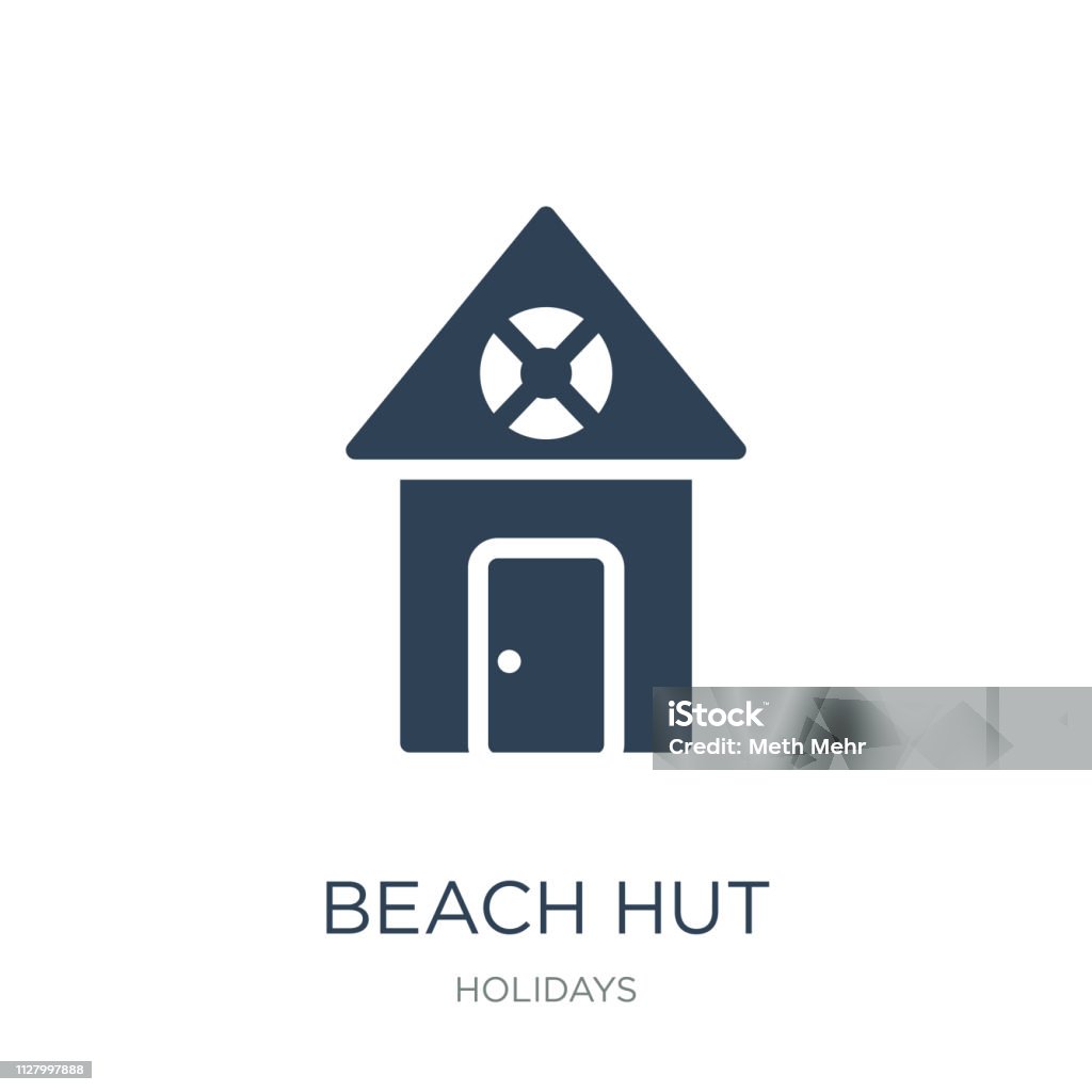 beach hut icon vector on white background, beach hut trendy fill beach hut icon vector on white background, beach hut trendy filled icons from Holidays collection Beach Hut stock vector