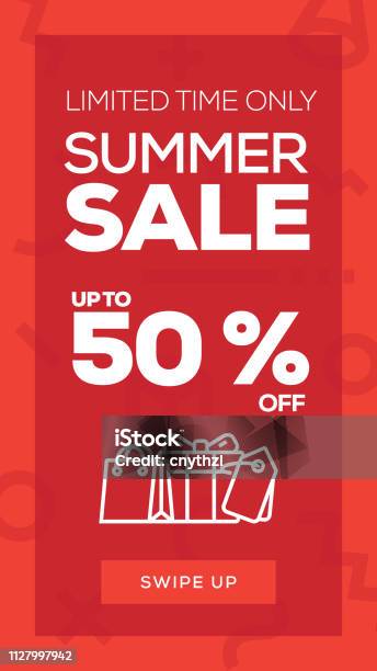 Social Media Stories Page Sale Banner Background Summer Sale Stock Illustration - Download Image Now