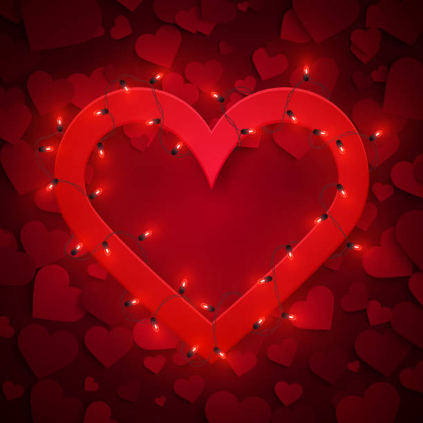 istock Heart frame with led lights, adult store, vector illustration 1127999365
