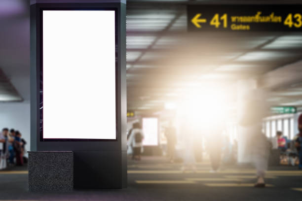 istock blank advertising billboard at airport. 1127999590