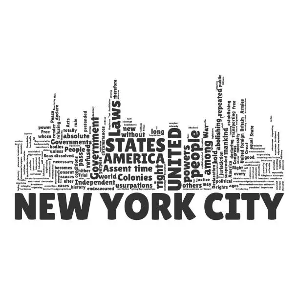 Vector illustration of New york city silhouette word cloud declaration of independence