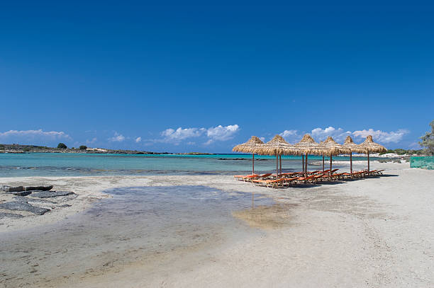 istock Sunbeds on the Crete islands, Greece 112800101