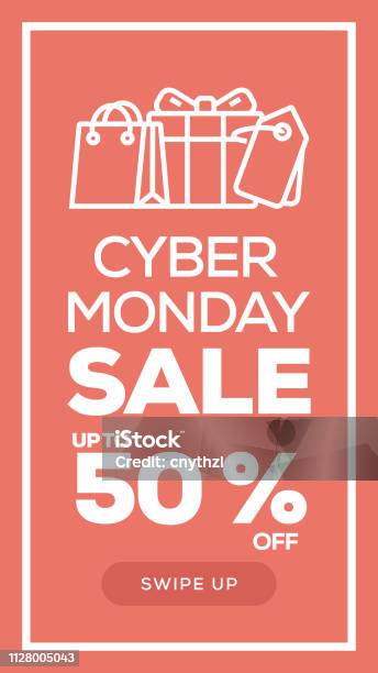 Social Media Stories Page Sale Banner Background Cyber Monday Stock Illustration - Download Image Now