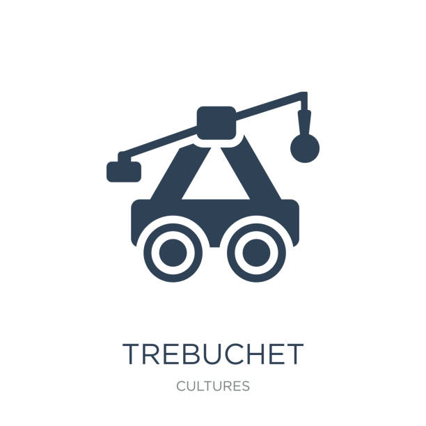 ilustrações de stock, clip art, desenhos animados e ícones de trebuchet icon vector on white background, trebuchet trendy fill - slingshot weapon medieval siege