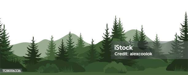 Seamless Summer Forest Stock Illustration - Download Image Now - Forest, Tree, Mountain