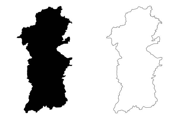 Powys map vector Powys (United Kingdom, Wales, Cymru, Principal areas of Wales) map vector illustration, scribble sketch County of Powys map newtown stock illustrations