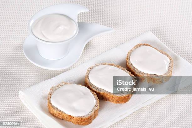 Canape With Soft Cheese Stock Photo - Download Image Now - Appetizer, Baguette, Bread