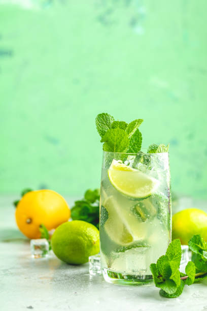 istock Mojito cocktail with lime and mint in highball glass 1128013229