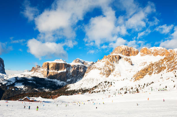 istock Ski resort in winter Dolomite Alps, Italy 1128013923