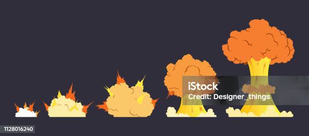 Cartoon Explosion Effect With Smoke Effect Boom Explode Flash Bomb Comic  Book Vector Illustration Animation For Game Of The Explosion Effect Broken  Into Separate Frames Stock Illustration - Download Image Now - iStock