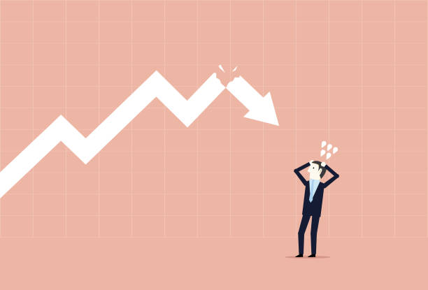 Stock down Stock Certificate, Falling, Stock Market and Exchange, Loss, Learning money cry stock illustrations