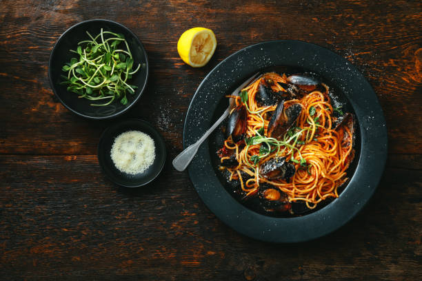 istock Spaghetti with smoky tomato & seafood sauce 1128017810