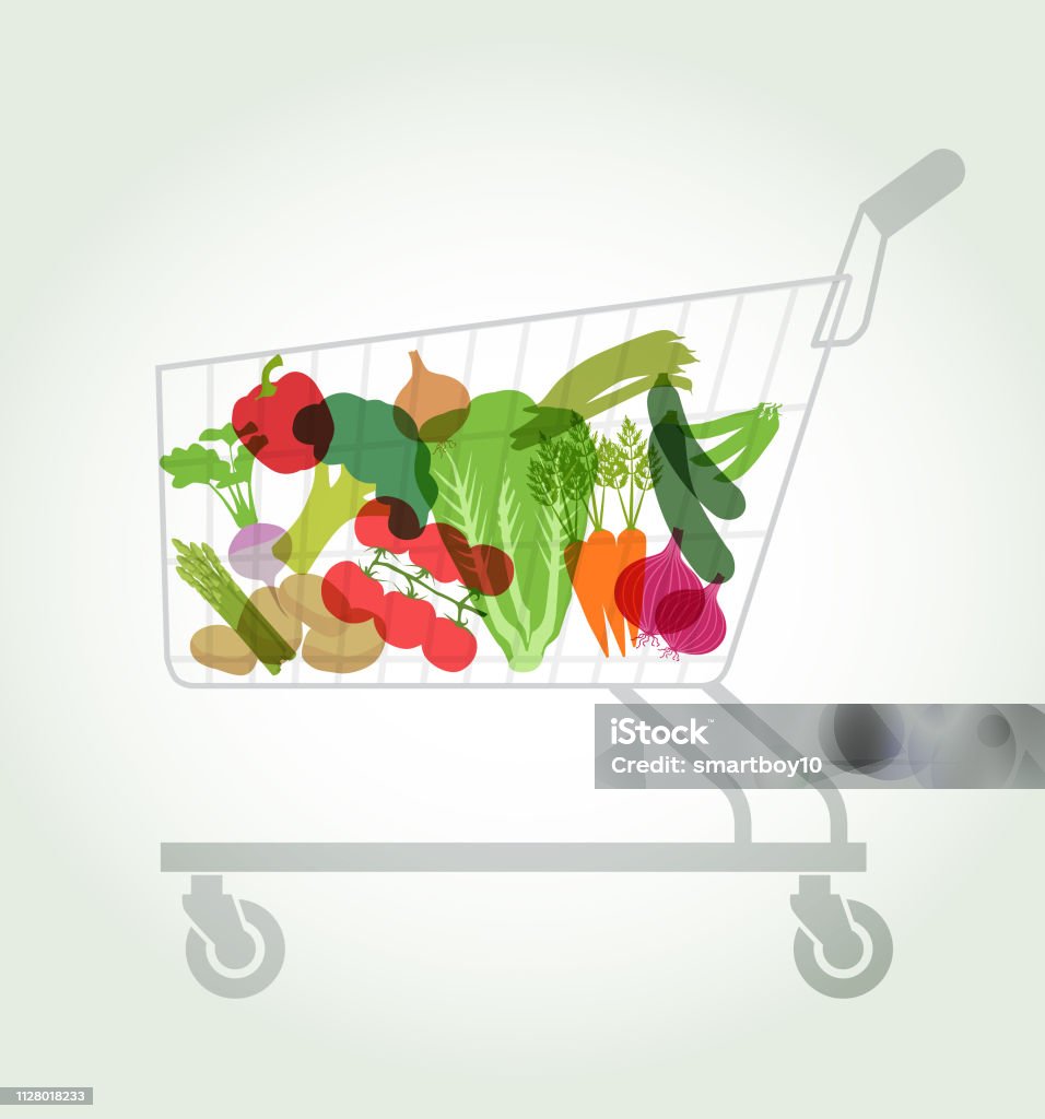 leyendo marxista vertical Ilustración de Verduras De Supermercado En Carretilla O Carro De Compras y  más Vectores Libres de Derechos de Carrito de la compra - iStock
