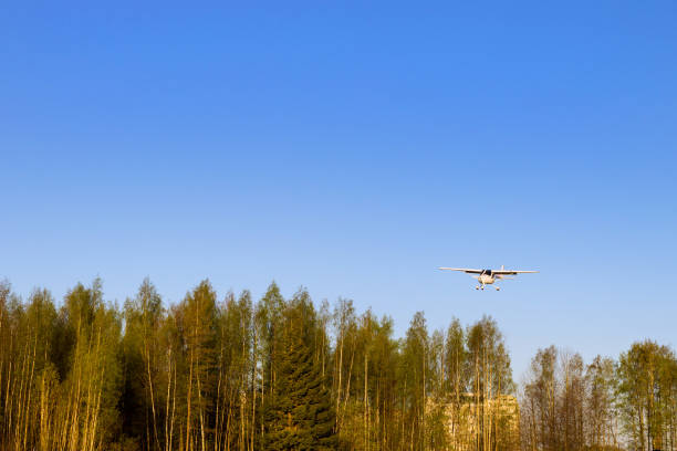 istock Light passenger plane lands at a private airport 1128019014