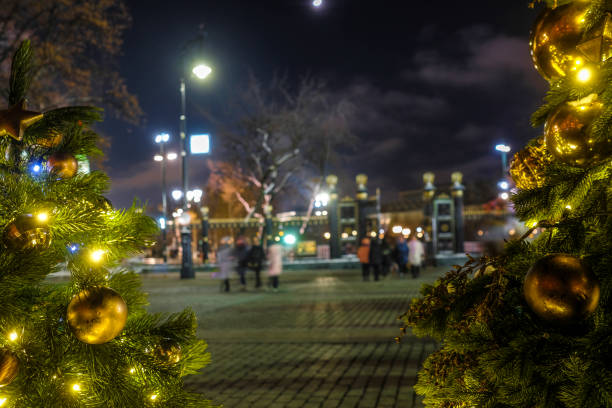 istock decorated Christmas tree on streets of Moscow 1128023657