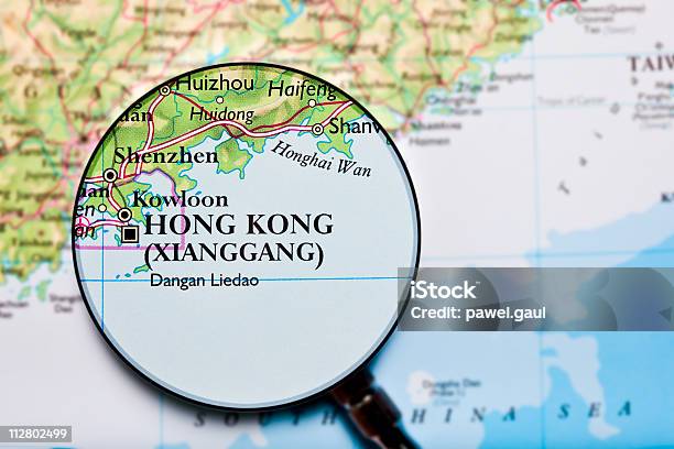 Foto de Mapa De Hong Kong China e mais fotos de stock de Mapa - Mapa, Hong Kong, Lupa - Equipamento Ótico