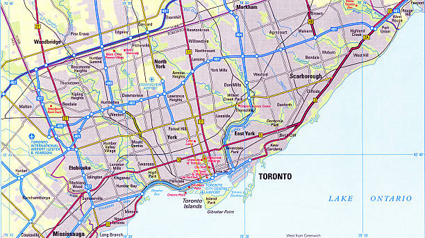 City map of Toronto Toronto, Canada map. Source: "World reference atlas" canada road map stock pictures, royalty-free photos & images