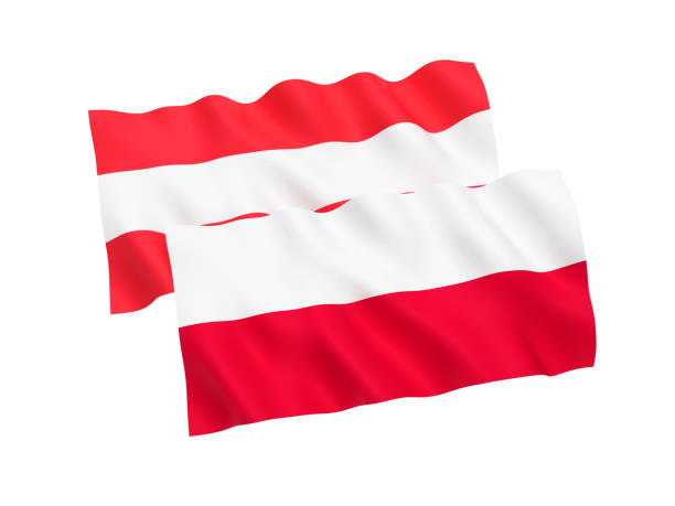 istock Flags of Poland and Austria on a white background 1128027236