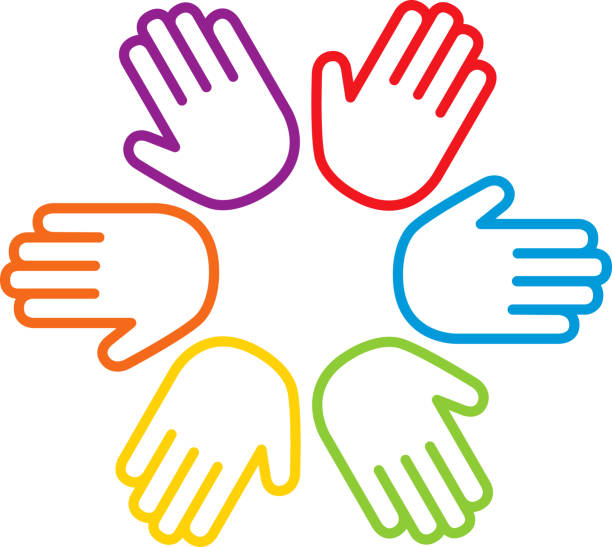 Hand Palms in circle in Sign of Unity from Diversity Vector of Hand Palms in circle in Sign of Unity from Diversity hand clipart stock illustrations