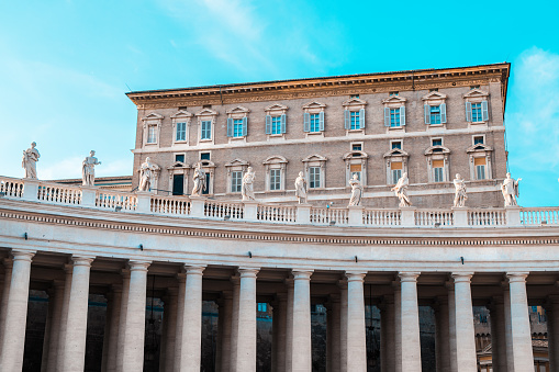 The Apostolic Palace residence of the Pope in the Vatican, in Rome, with the colonnade