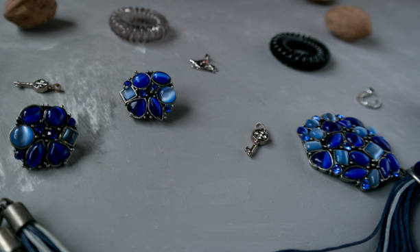 istock Set of blue women's jewelry 1128028954