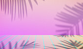 Retro wave background with palm shadows.