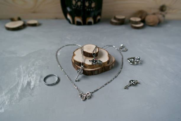 istock Silver chain in the form of a heart 1128029303