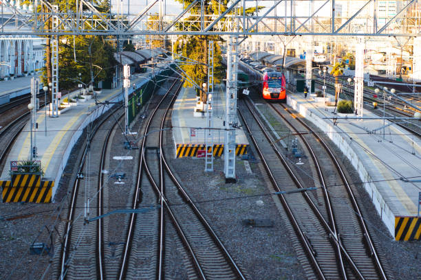 istock Panorama view of railway beside station Sochi, Russia 1128030008