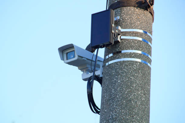 istock The video camera  is fixed on a concrete road pillar 1128030543