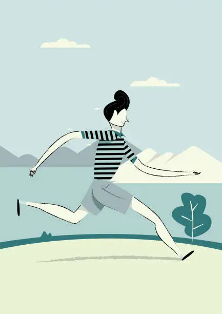 Vector illustration of running outdoors